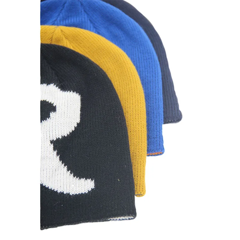 jacquard fashion winter hat Double Thickness Beanie hat Letter jacquard Knitted beanie custom hats custom logo