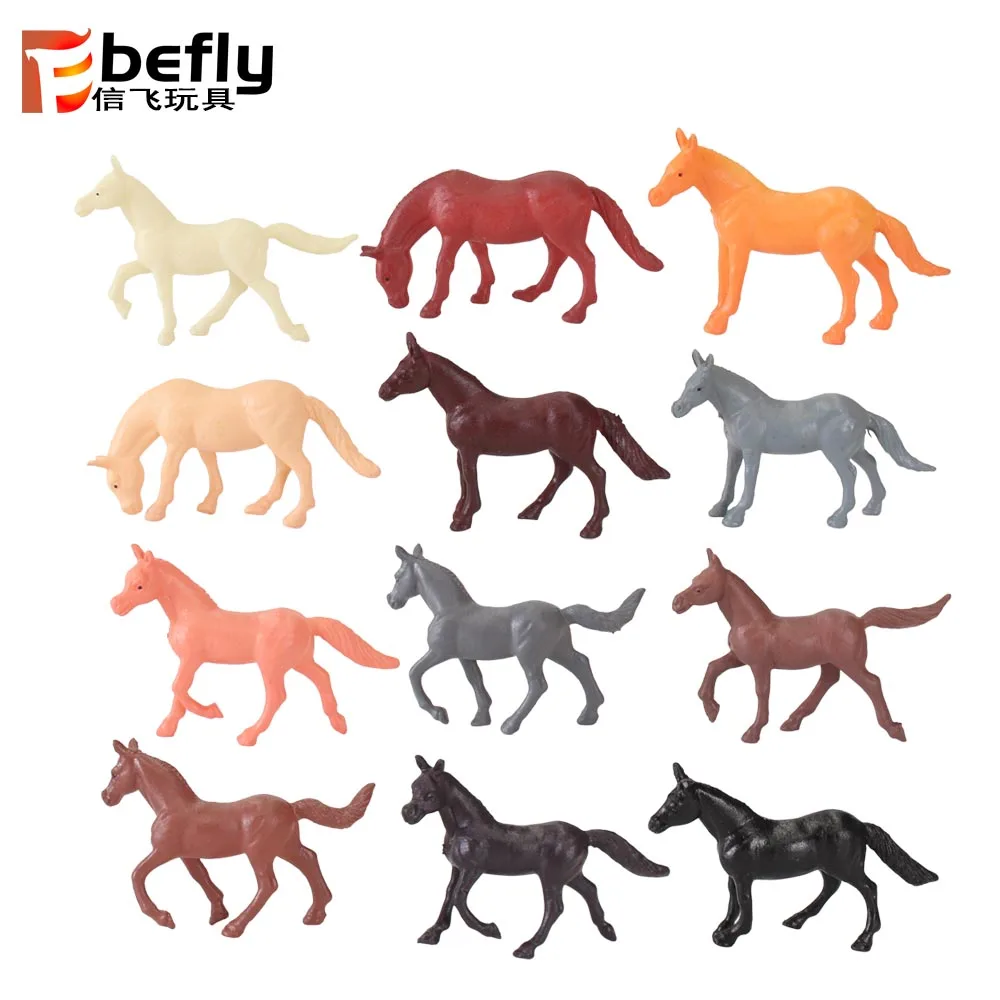12pcs farm animal mini plastic horse toy in bulk