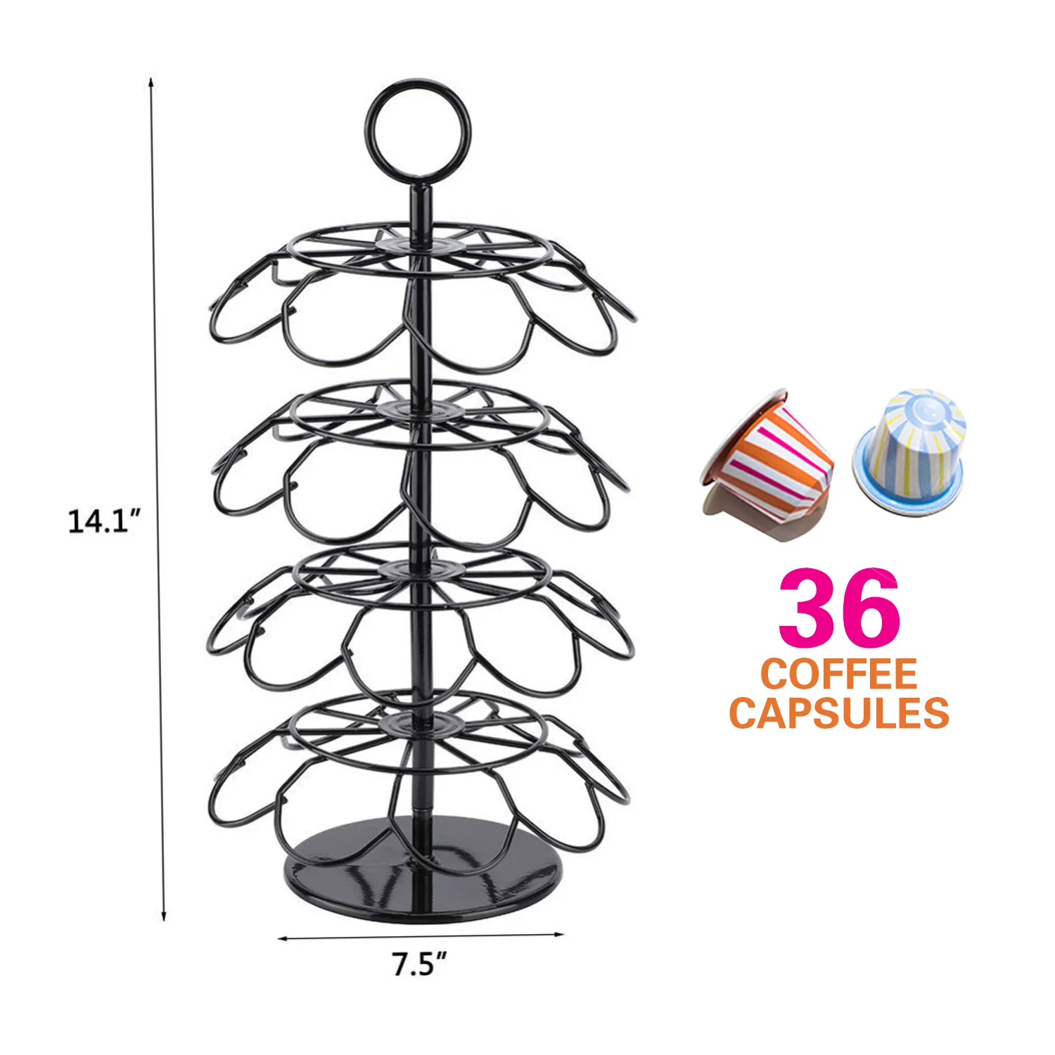 
Amazon Hot Disassembled Rotary 4 tier 36 Keurig K-Cup Coffee Pod Capsule Storage Holder Rack for Display 