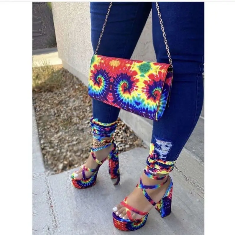
new model women sandals popular high heels wholesale strap heels women shoes bags 