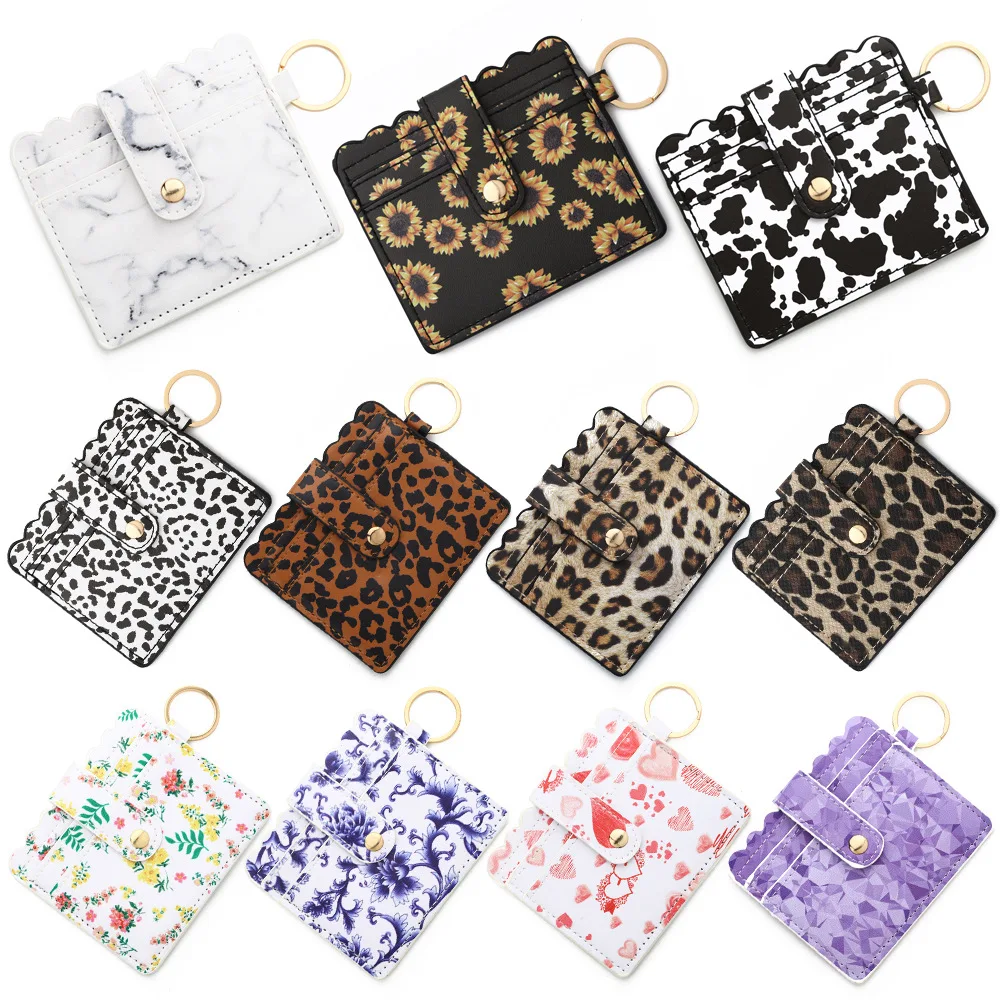 Personalized Wristlet keychain Card Holder Leopard Print keychain wallet card holder Leopard leather card holder wallet