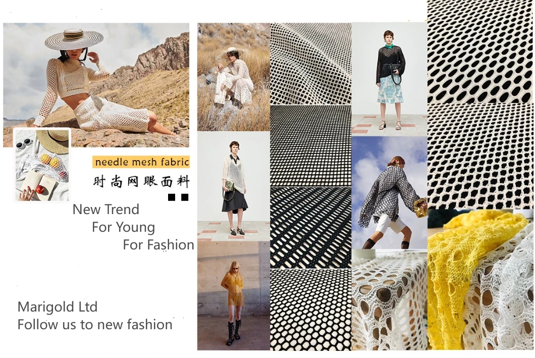 Manufacture Hot Sell Jacquard Fabric Knitting Crochets Polyester Open Weave Crochet Warp Knit Fabrics Crochet Fabric For Dress