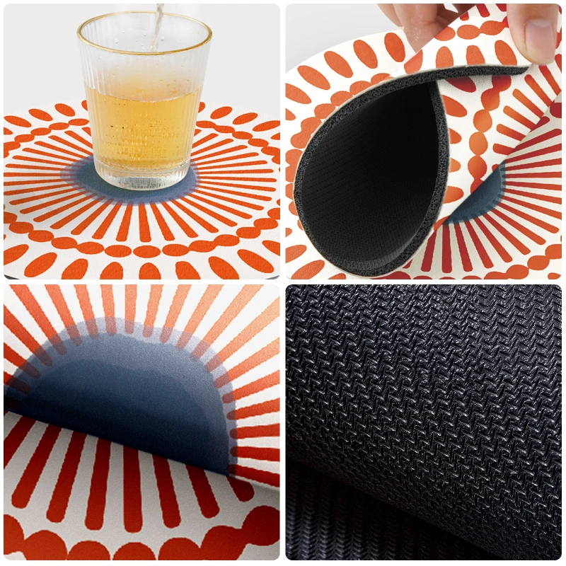 Pack of 6 Multicolored Absorbent non slip anti slip table cup coasters place mat diatom mud Diatomite placemat gift set for tea