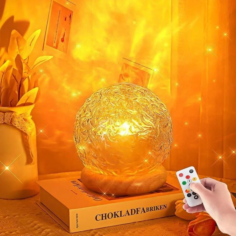 Shingel RGB colorful Projector night light bedroom bedside desk lamp water ripples ambient decorative room romantic table lamp
