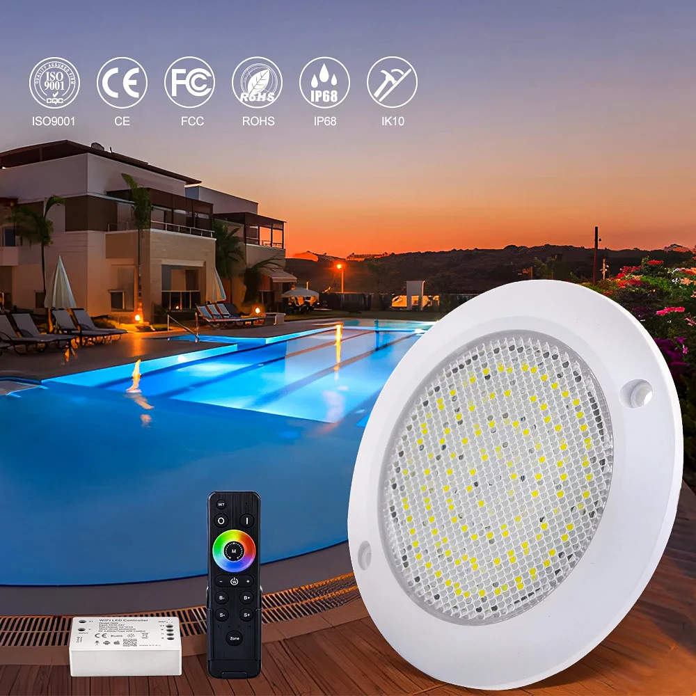 Patent Slim Flat frosted cover 8W LED swimming Pool Light Surface Mounted  Wifi Tuya DC12V Underwater light