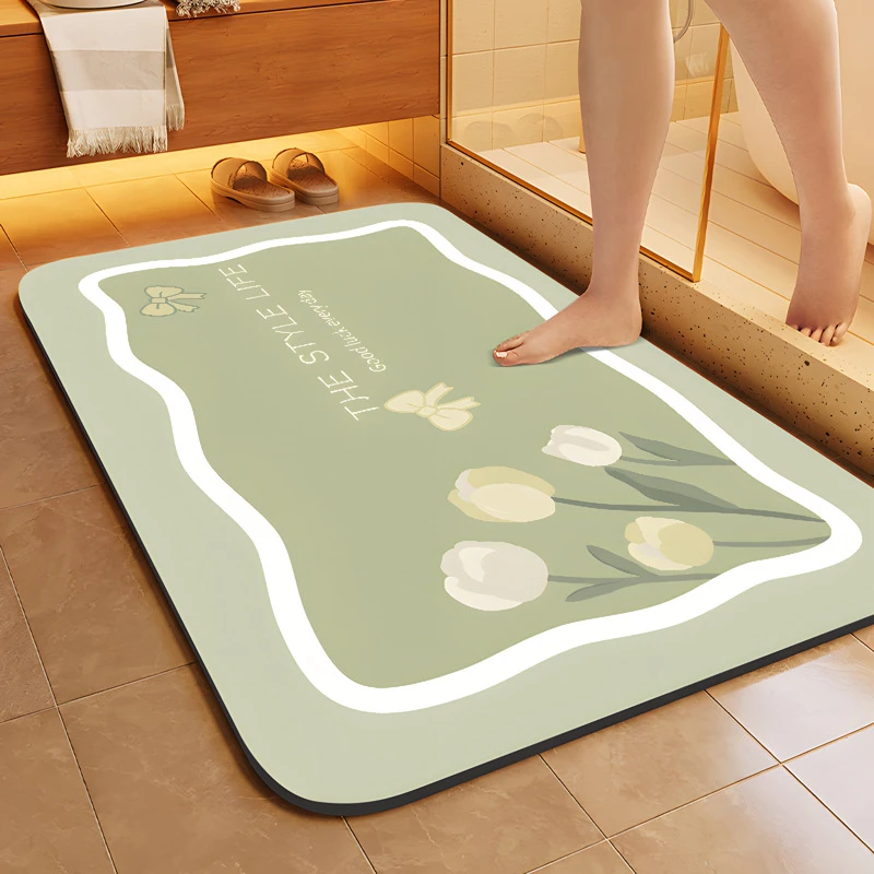 New Bathroom Diatom Mud Absorbent Mat Toilet Door Quick Dry Rubber Bathroom Shower Mats