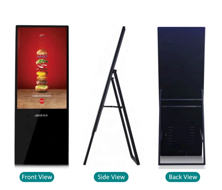 Foldable Ad Billboard Lcd Digital Signage Display Touch Screen Advertising Player Poster Led Screen Indoor SDK 360 Display Black