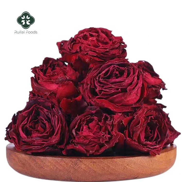 Best price big size shape dried dark red rose flower tea Wholesale eatable fresh freeze dried red rose for tea