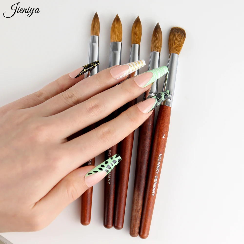 Professional size #10 pure sable 100% Kolinsky Germany flat Acrylic brushes Nail art brush with Wood Handle