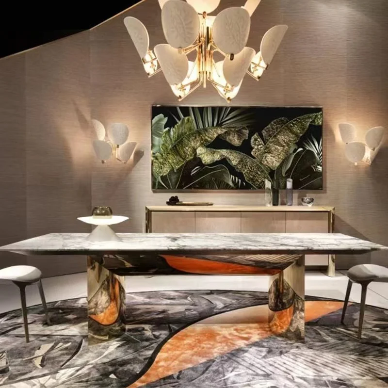 Wood Panel Stainless Steel Frame Modern Luxury Sideboards Buffet Cabinets Dining Room Furniture For Restaurant