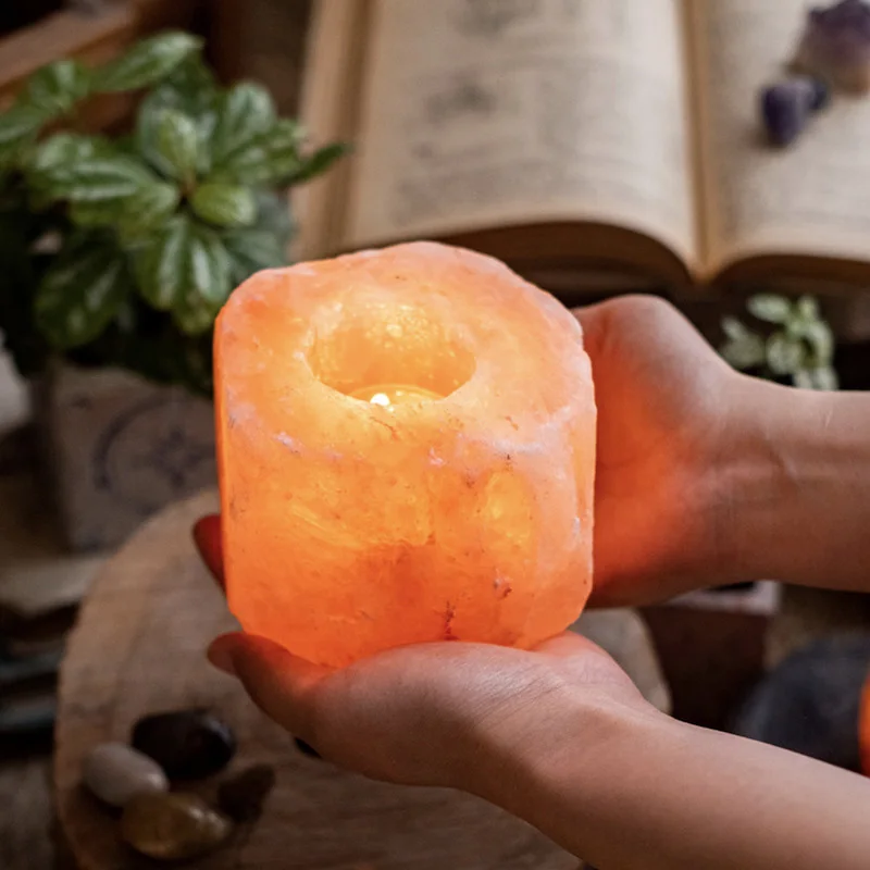 Wholesale Handmade Himalaya Salt Stone Lamp Candle Holder for Home Decor
