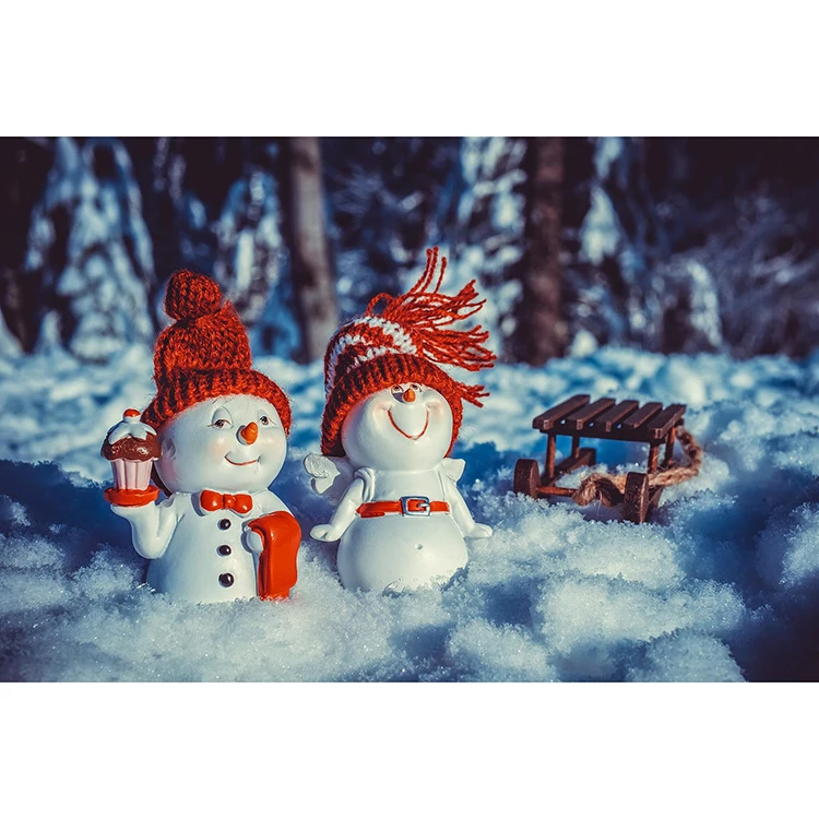 Two little snowman dolls snow scene  DIY Custom good quality 5D Diamond Painting Sino Crafts