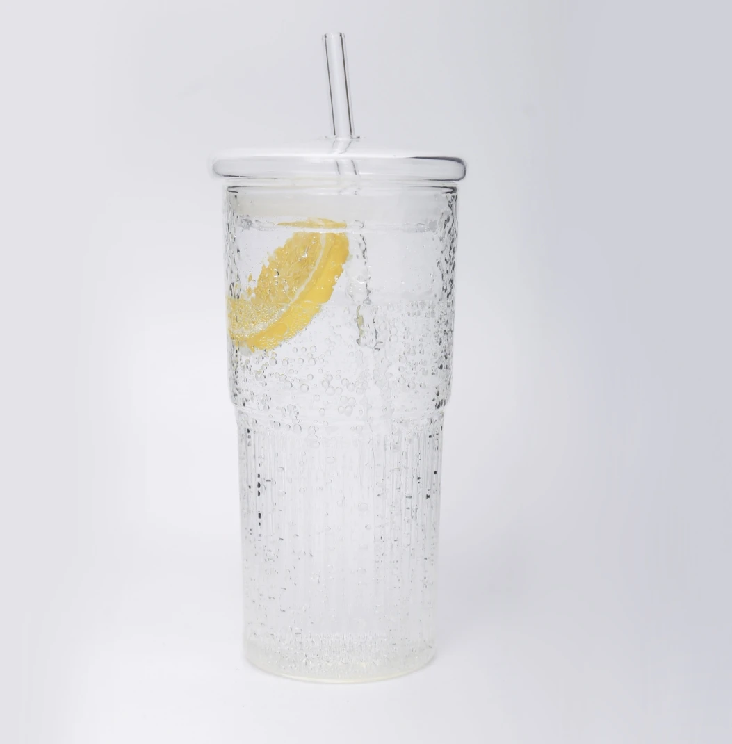 High Quality Drinking Glass Cups With Lids and Straws 20 OZ High Borosilicate Glass Tumbler Iced Coffee Water Smoothie