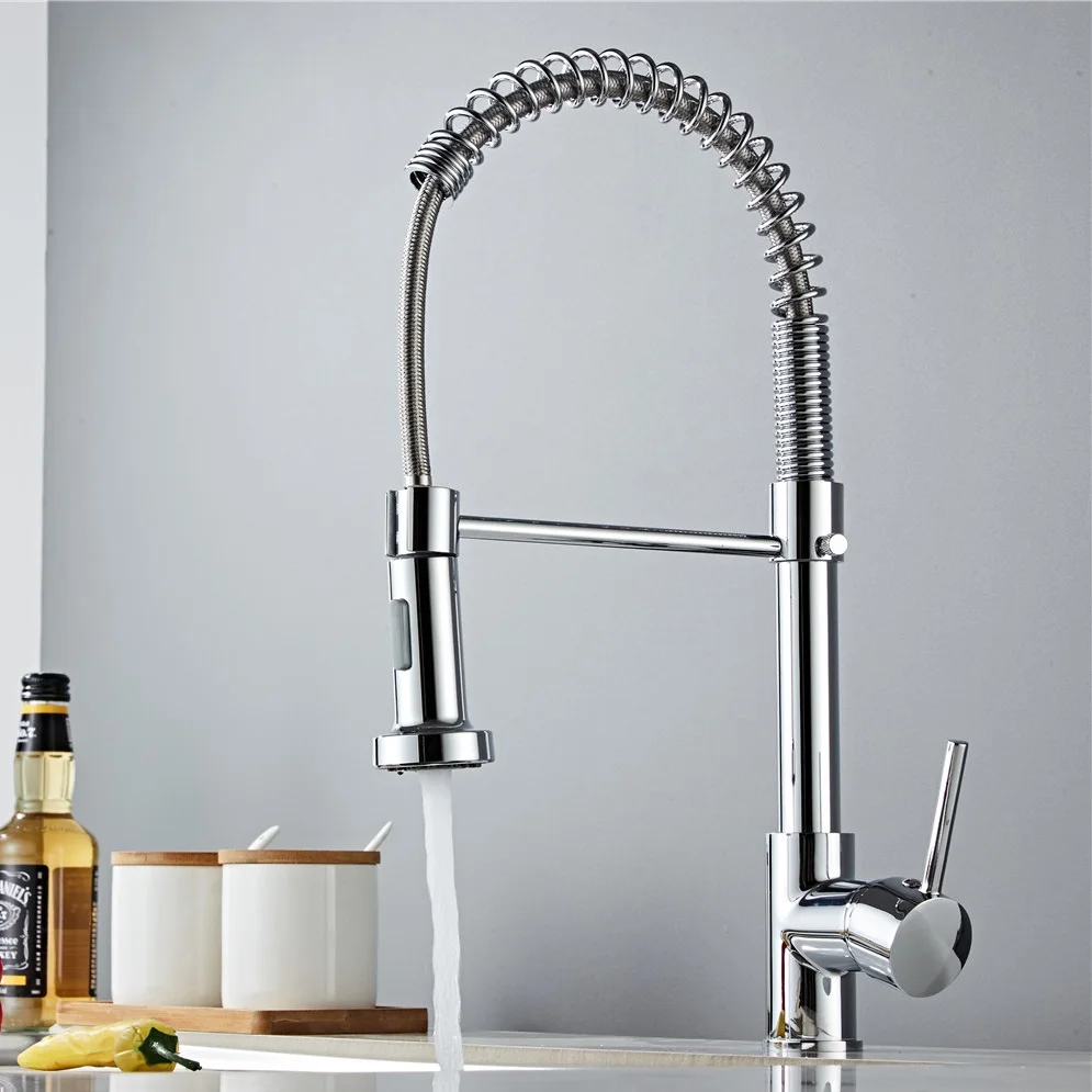 common spring faucet  Metal material kitchen spring faucet single handle spring pull down kitchen faucets