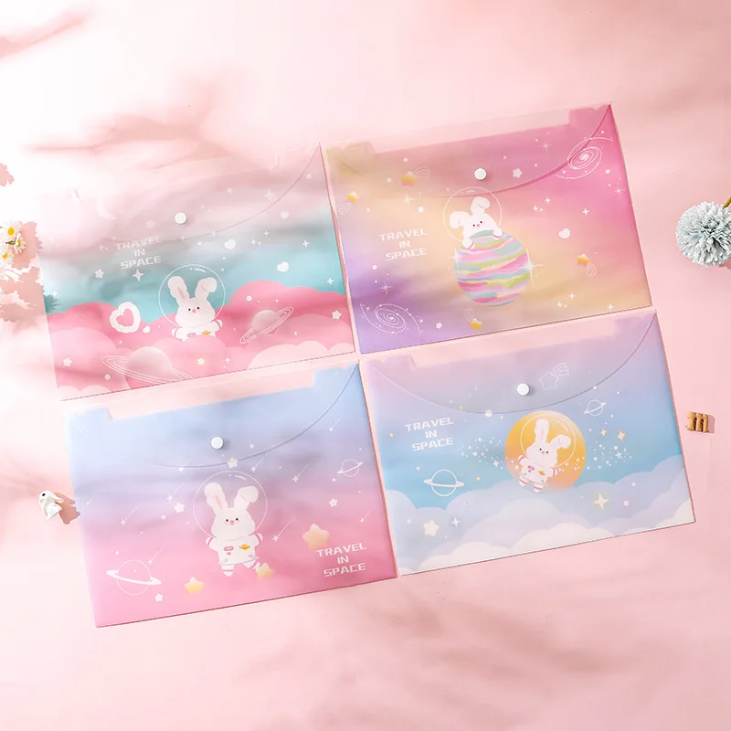 Factory Waterproof Clear Button Bag A4 A5 PP Snap Button Document Envelope Bag File Folder Bag