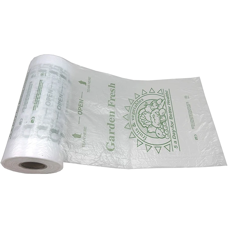 Wholesale disposable clear plastic bags food freezer produce bag shopping flat bag roll for supermarket