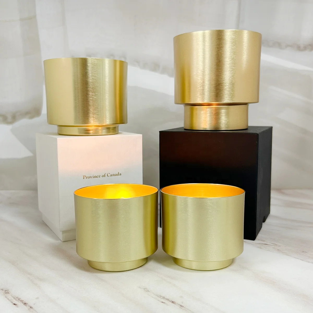Luxury Aluminum candle jar Metal votive candle holder Gold black empty cup container for candle making