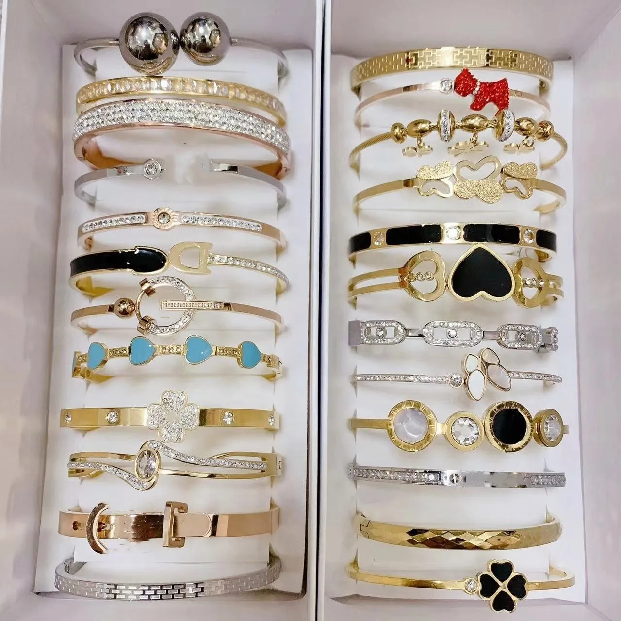 Незапятнанные ювелирные изделия из нержавеющей стали 18K позолоченные брендовые дизайнерские браслеты для женщин и мужчин оптом