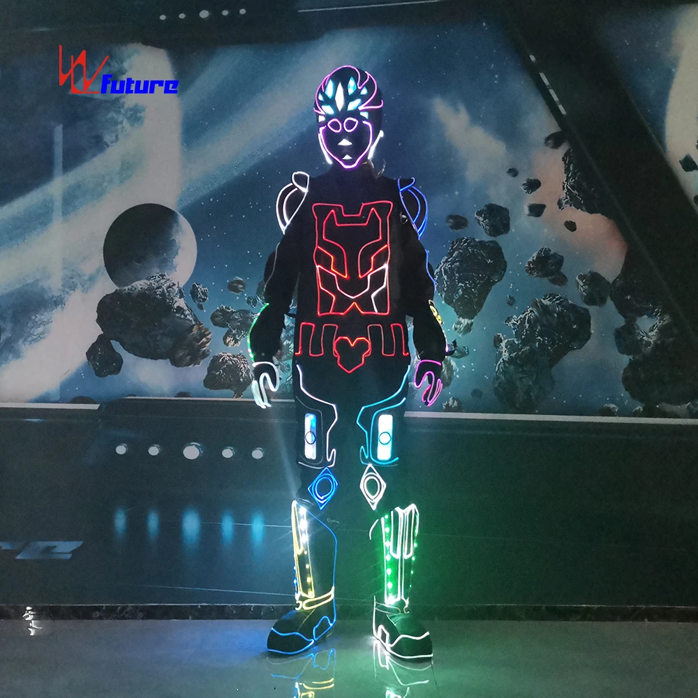 Optical fiber LED light up funny stage show light up mecha costume set