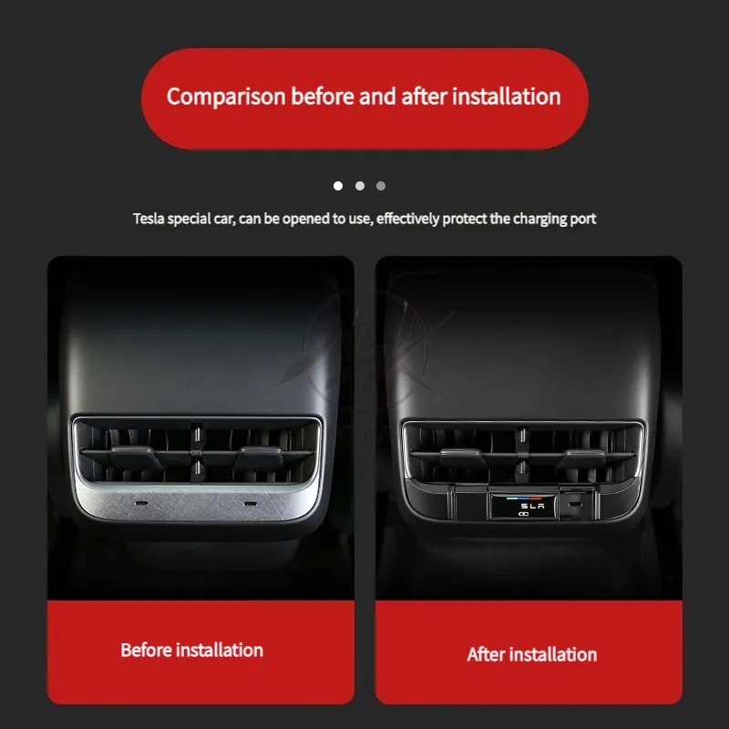 electric car interior decoration kit rear air outlet usb charging special protective cover for tesla model 3 Y accessories