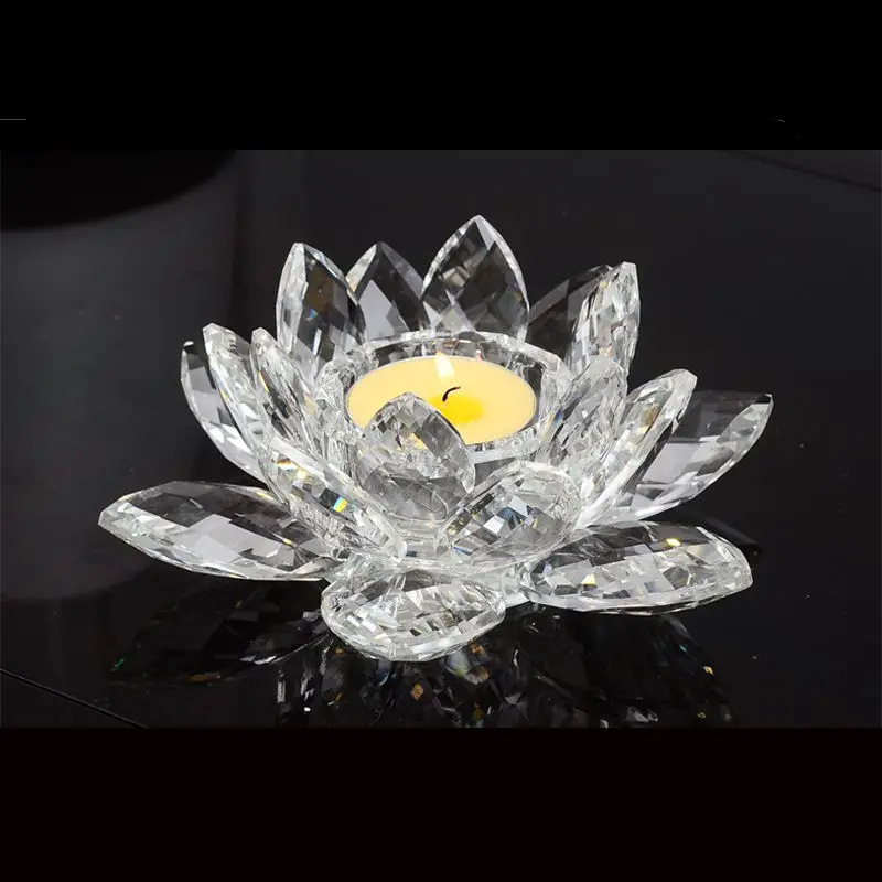 Candle Holder Hot Sale Cheap Lotus Shape Dining Table Center Crystal Wedding Decoration Silver Christmas Clear Folk Art 2 Color