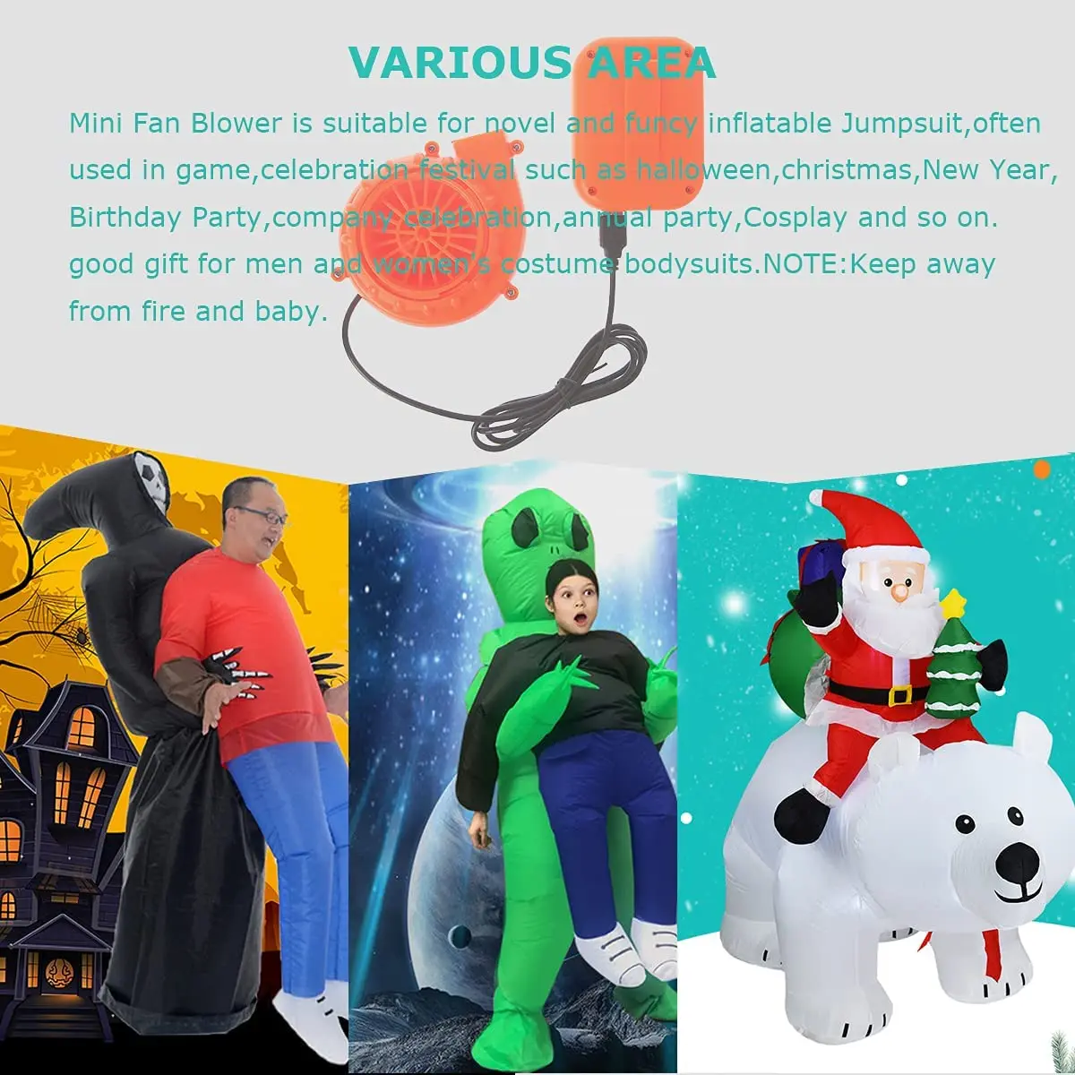 Factory sales cartoon doll inflatable blower USB interface fan dinosaur clothes for mini blower