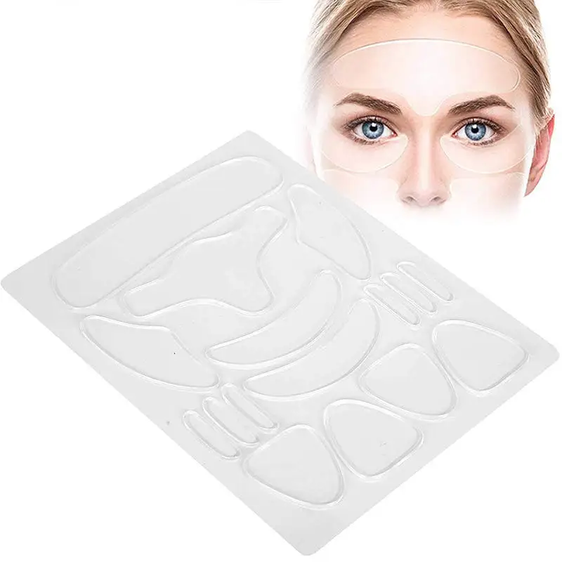 Wholesale Silicone Wrinkle Removal Sticke16pcs Reusable Silicone Patches Anti Rimpel Pads Face Forehead Neck Eye Sticker