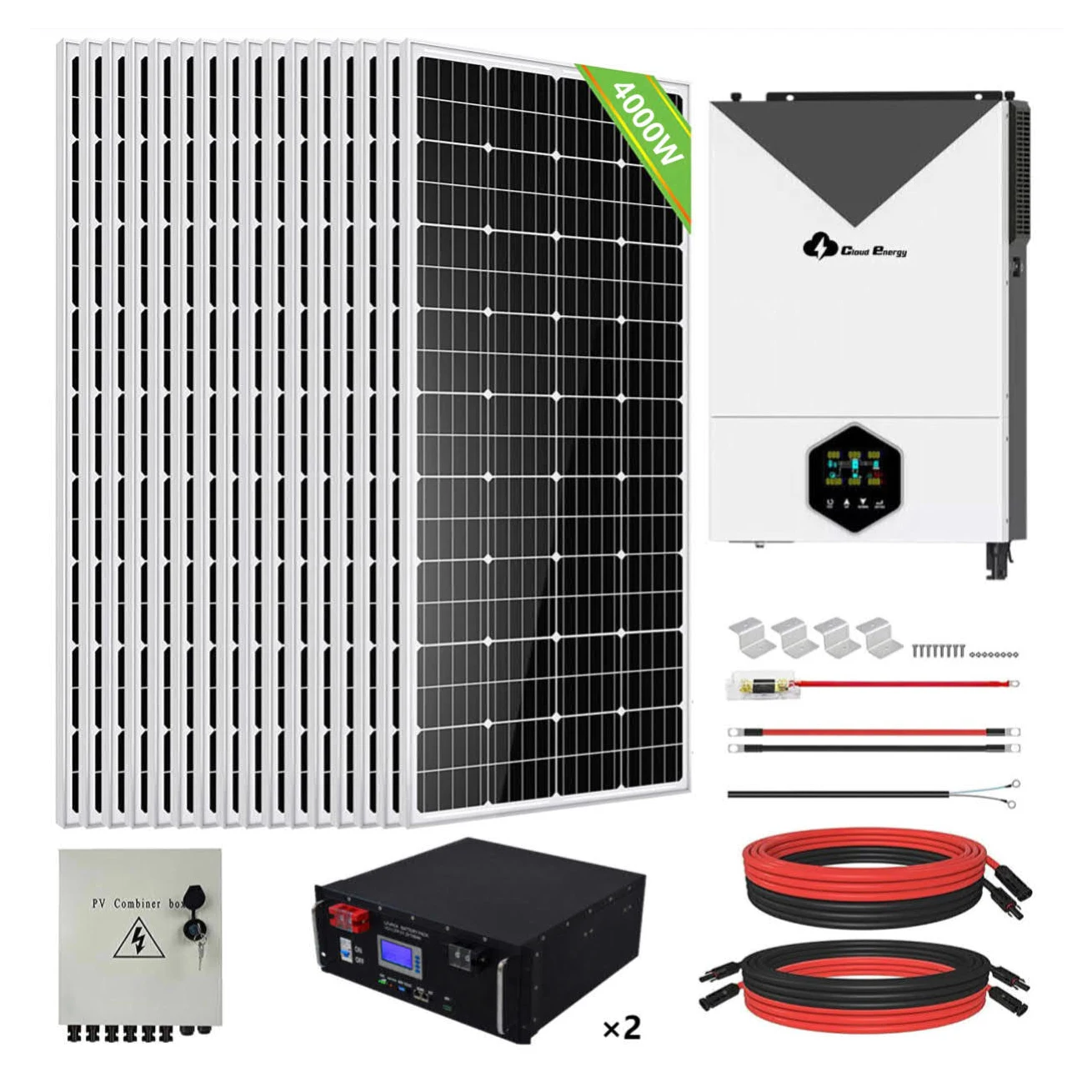 Smart Hybrid Photovoltaic Home Hybrid On Grid/Off Grid 4000w Solar Energy Systems 5Kwh 10Kwh 15Kwh 20Kwh 25Kwh 30Kwh