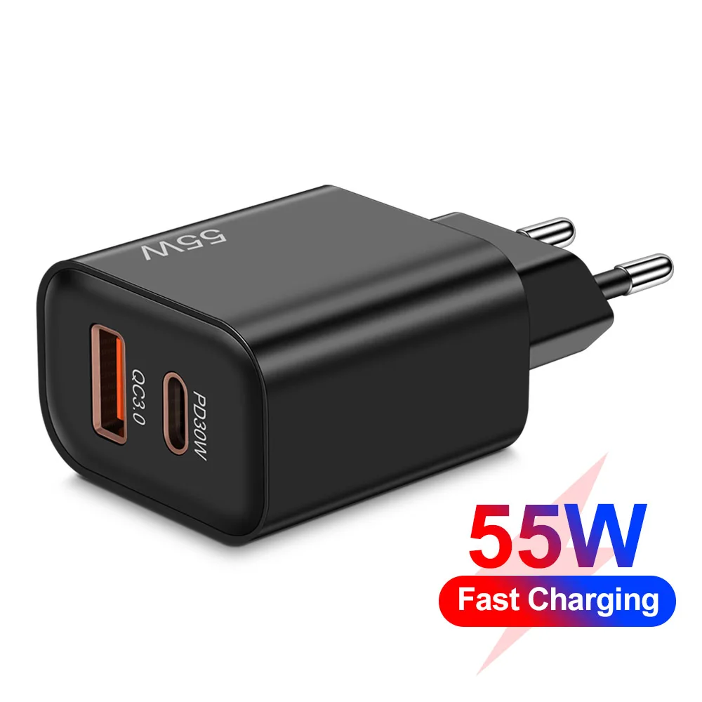 Travel Kits Usb Pd 55w Wall Quick Charger Adapter Type C Fast Charger For Iphone 15 14 13 Usb C Pd Power Charger