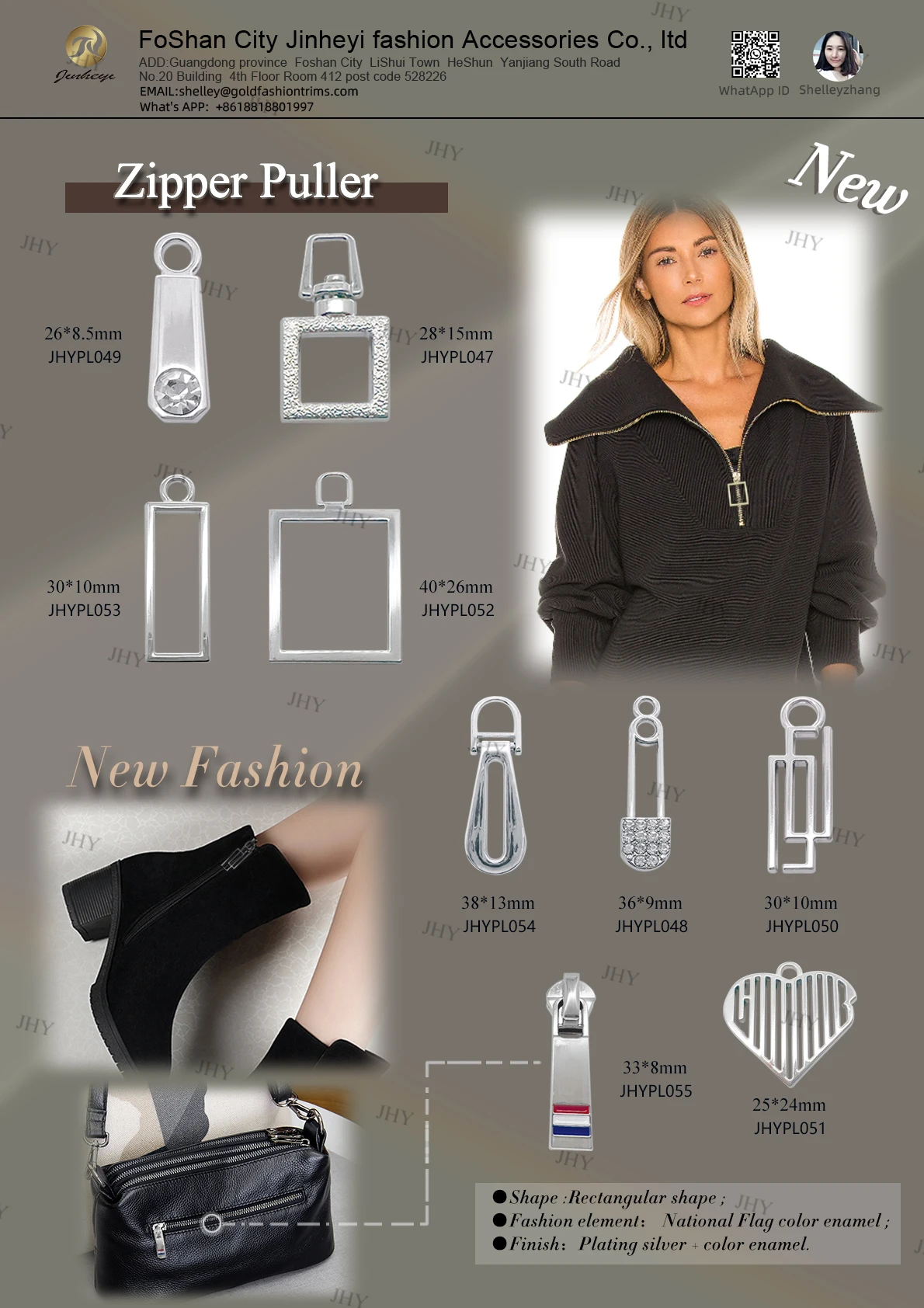 Custom metal zipper puller slider silver gunmetal hollow alloy zipper puller