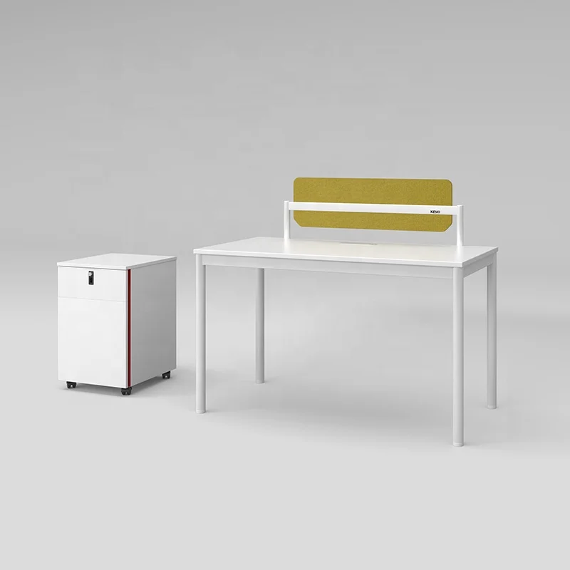 Quality Standard Size Double Side Round Tube Leg Metal Furniture Frame Multiple Employees Simple Office Work White Table