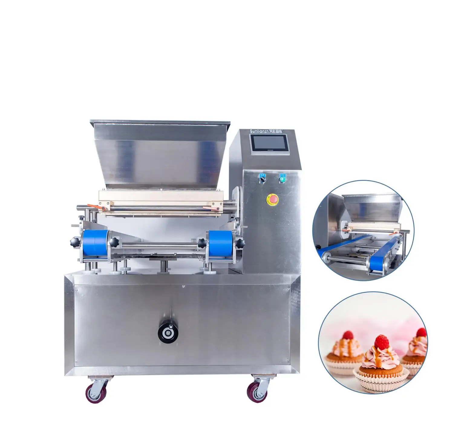 220V Automatic Point Change Filling Sandwich Paper Cup Disc Cake Double Head Filling Machine