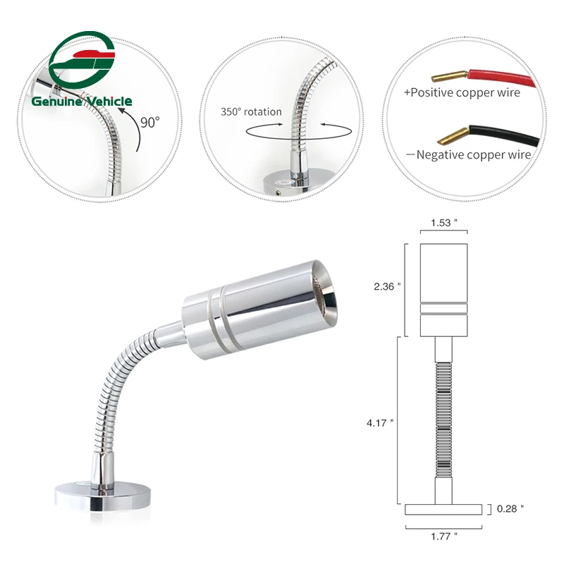 Genuine Vehicle RV Boat Interior Lighting systems 3W LED Dimmer Touch Switch Reading Light With USB Socket For Caravan Motorhome