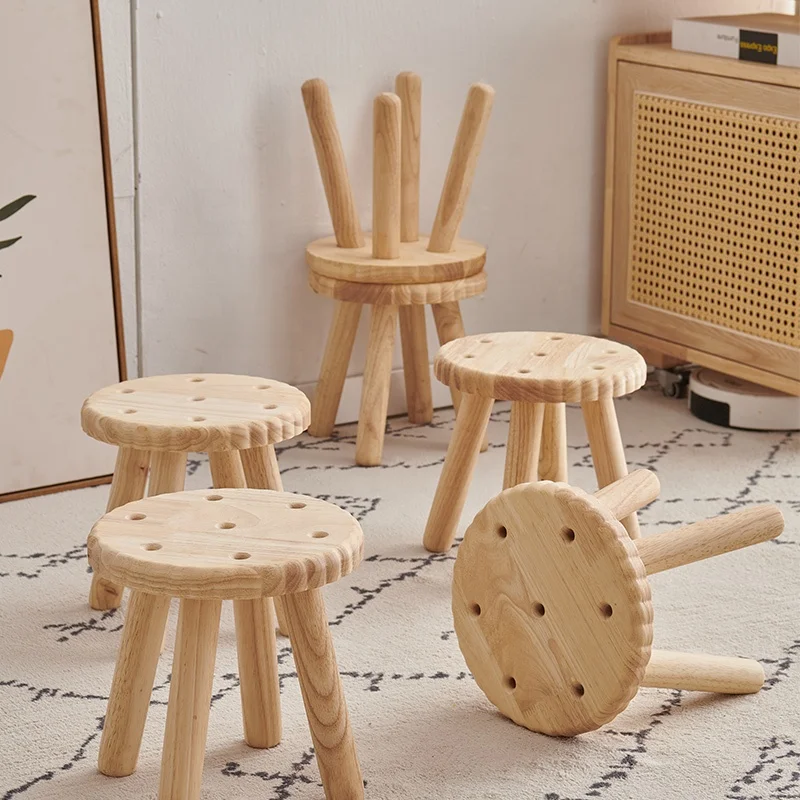 Living Room Furniture 100% Solid Wood Chairs Balconies Small Stools Kindergarten Student Chairs Outdoor Wooden Chairs