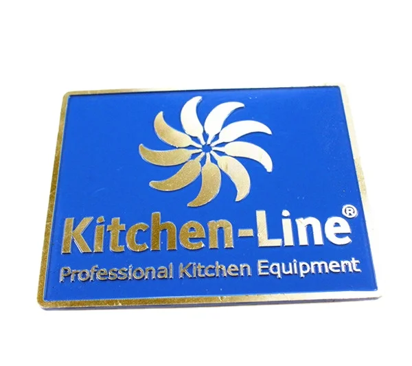 Custom brand Logo plate Metal Tags Embossed Logo 3D bright brushed colors