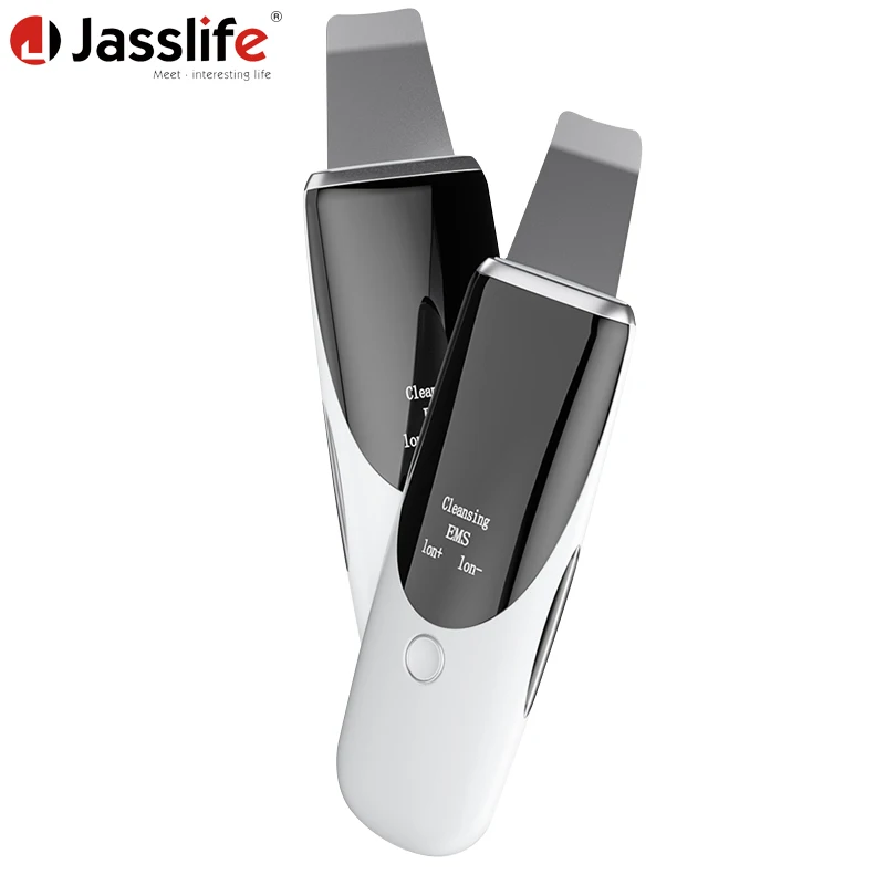 Mini ABS LED EMS Ultrasonic Cleaning Positive Silicone Ion Face Facial Skin Scrubber New Spatula