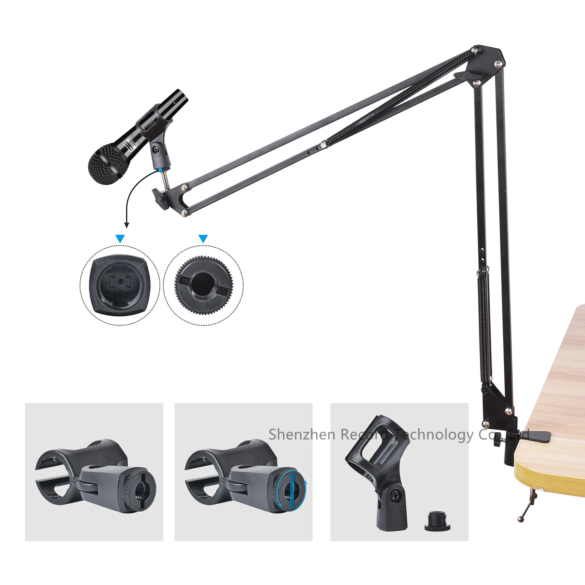 Выдвижная подвеска с ножничным рычагом, держатель с зажимом для микрофона, настольный монтажный зажим, держатель для микрофона для записи