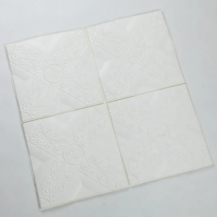 Waterproof pe foam 3D leather design self adhesive wallpaper/3D wall sticker