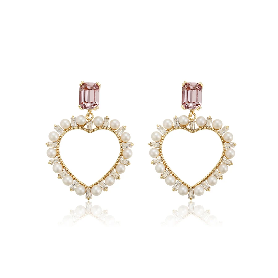 
E 716 xuping Hot Selling Fashion Style heart Drop Earrings copper 14k Gold Plating Pearl earrings  (62353409267)