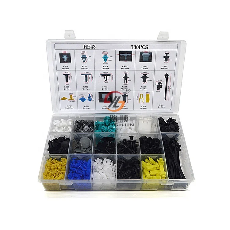 730Pcs Auto Clips And Plastic Fasteners Push Type Retainer Clip Plastic Rivet For Sale