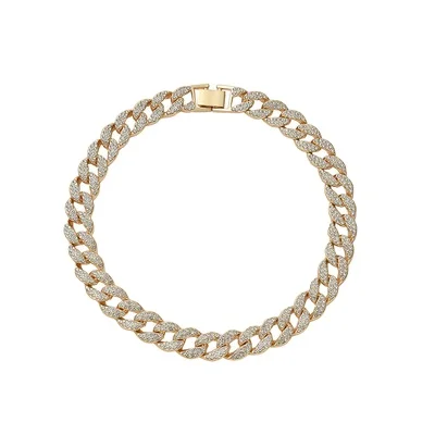2021 Steel Bangle Silver Cuban Trendy Men Style Nightclub Hip-Hop Hand Jewelry Diamond Bracelet