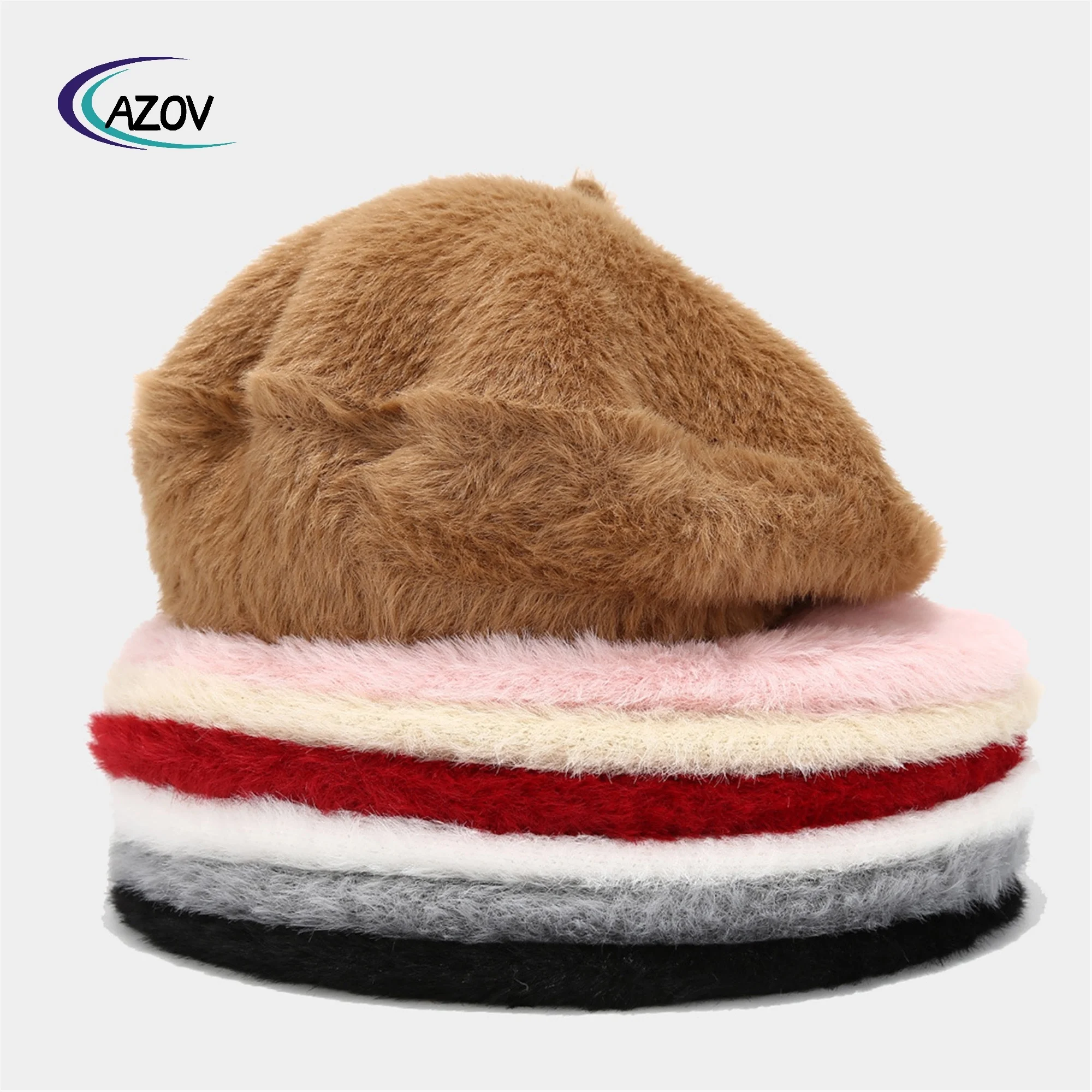new fashionable thick warm mink beret female retro simplicity solid color painter cap