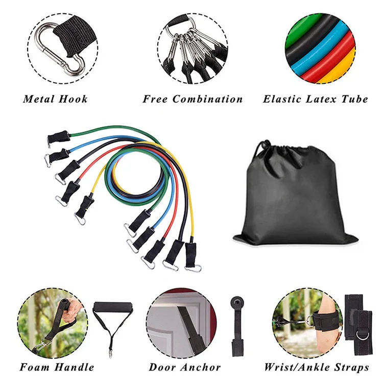 Exercise Pull Rope Latex Tubes Foam Handle Door Anchor Straps Fitness Yoga Training Sport Workout Resistance Band Set