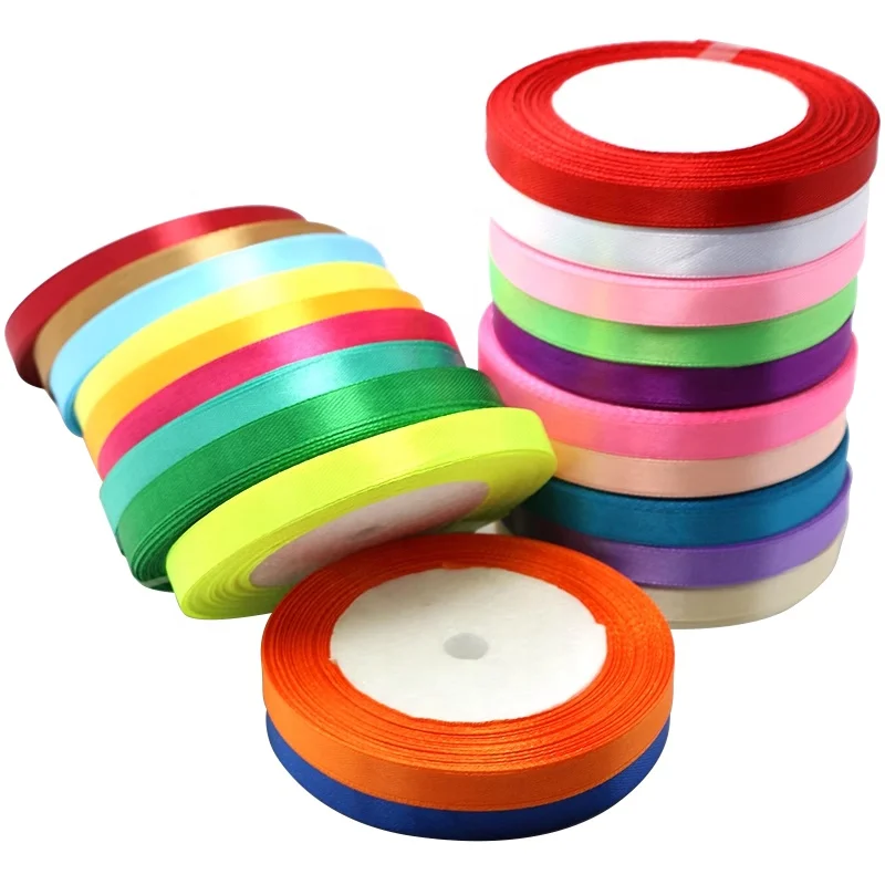 Hot Sale Wholesale Packing Colorful 25yard/roll Satin Ribbon in Stock Decoration Strip Ribbon for Gift Bag