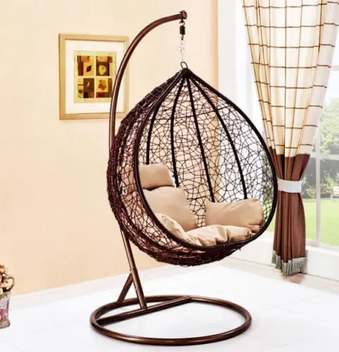 Home Garden Furniture Outdoor Luxury  Easy Cleaning rattan Patio Swing Egg Hanging Wicker Swing Chair