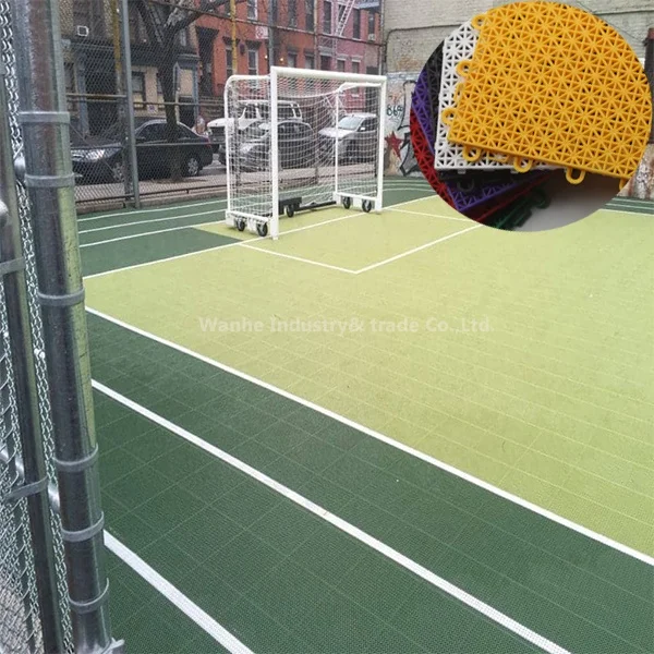 Top-quality Wanhe portable plastic interlocking flooring sports mat outdoor Badminton court futsal court floor
