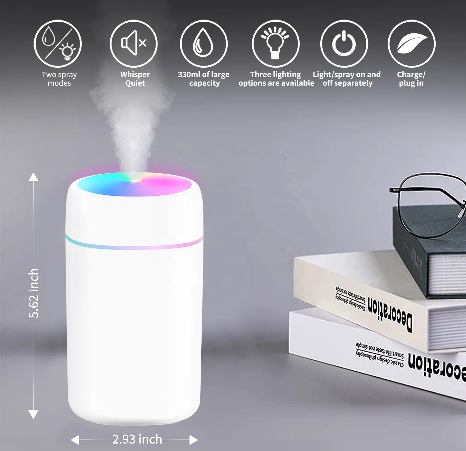 330ml Water Tank Air Humidifier Mini Design Air Humidifier Aroma Nano Atomization Dazzle Color Air Humidifier With OEM Service
