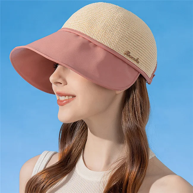 Hot 2023 Women Straw Sun Hat Wide Brim Summer Lady Baseball Style Beach Hats