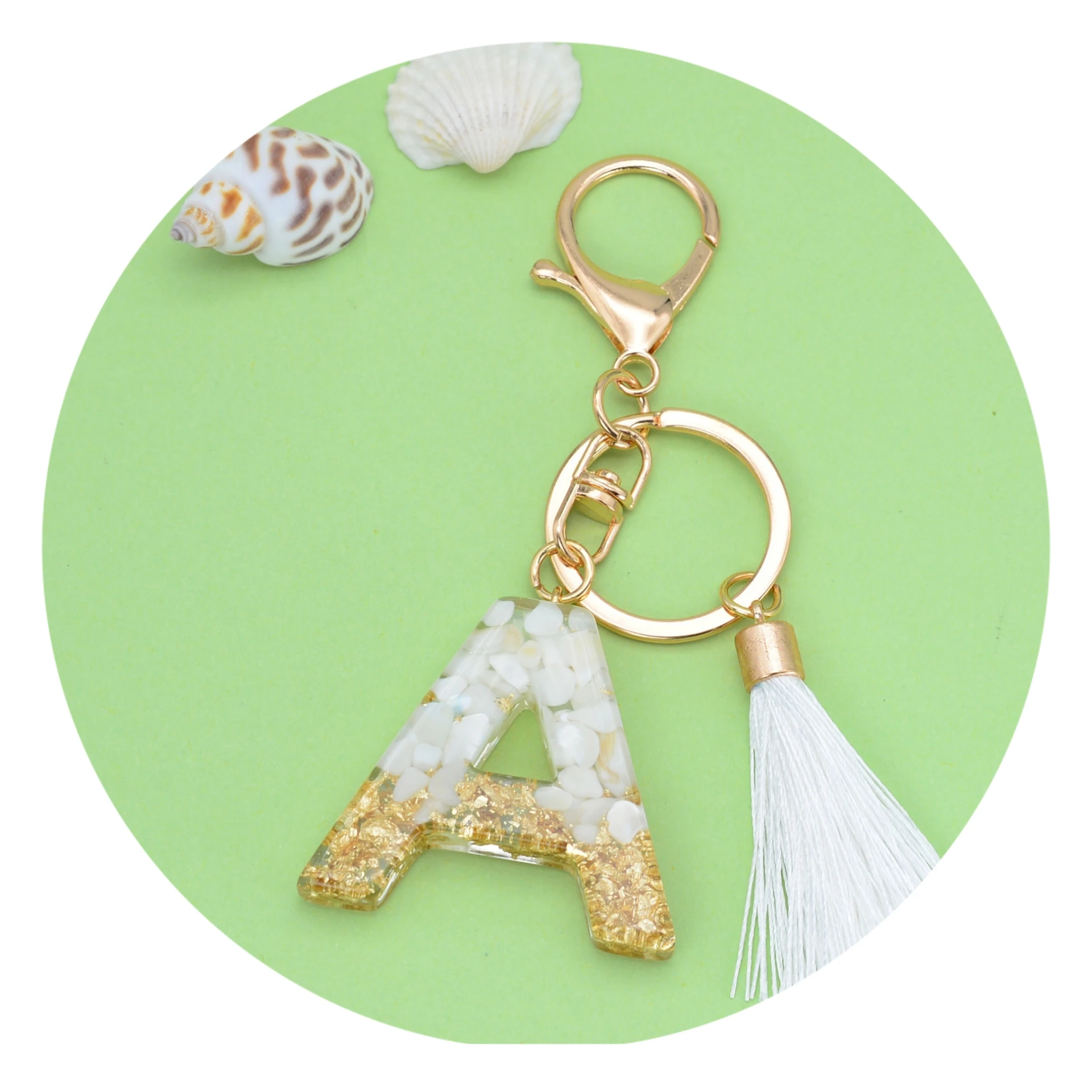 Alphabet Keychain Tassel M Initial Letter Couple Key Chain Bag Charm Pendant Key Ring for Bag Key Blue PS Alloy XP Epoxy 4 Color