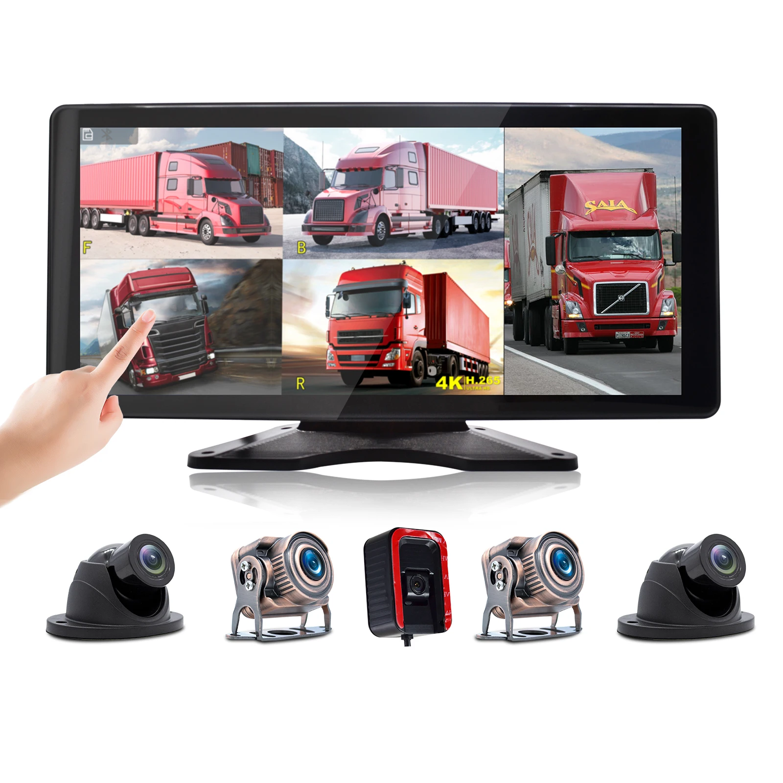 HOPE 5CH HD Touch Control Monitor With Night Vision Cameras Truck Bus Car DVR Monitor Kit